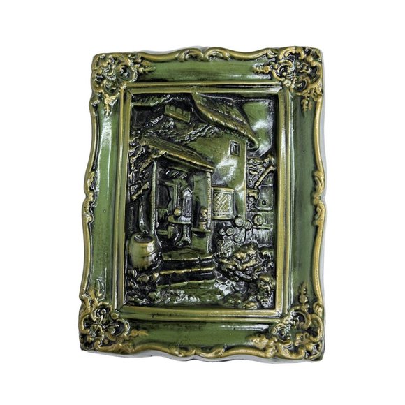 Vintage chalk ware Chalkware Plaster Water Wheel Apartment Building Wall Hanging - Picture 3 of 8